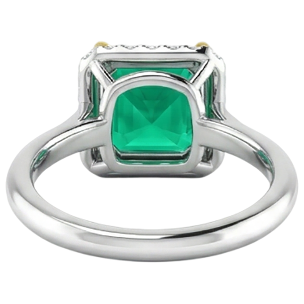 Natural Real ( Not Lab Grown ) Green Emerald GIA Halo Ring Anniversary Jewelry Cathedral Setting