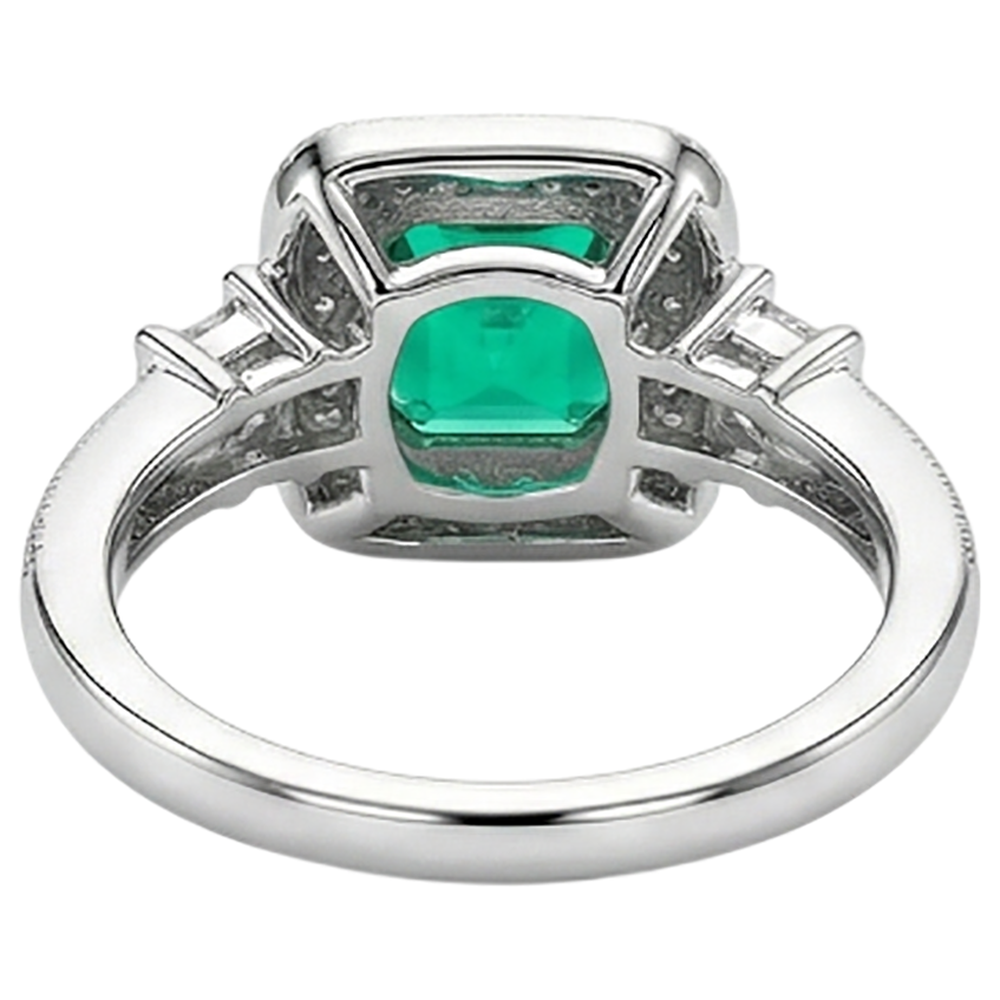 Natural Real ( Not Lab Grown ) Green Emerald GIA Halo Ring Antique Look Ladies Jewelry