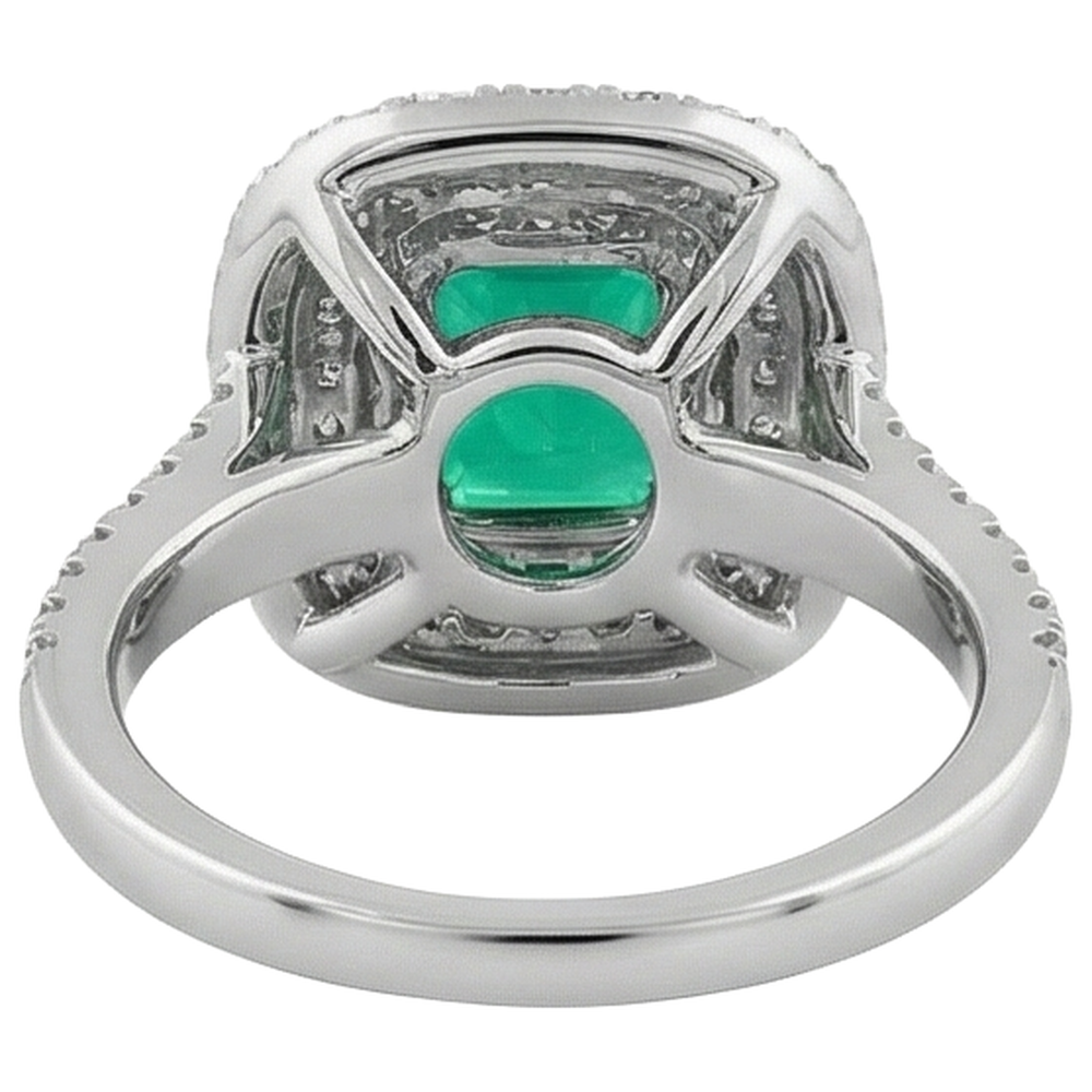 Natural Real ( Not Lab Grown ) Green Emerald GIA Halo Ring Diamond Engagement