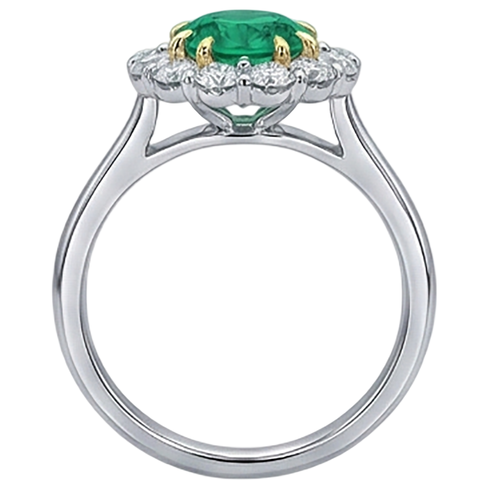Natural Real ( Not Lab Grown ) Green Emerald GIA Halo Ring