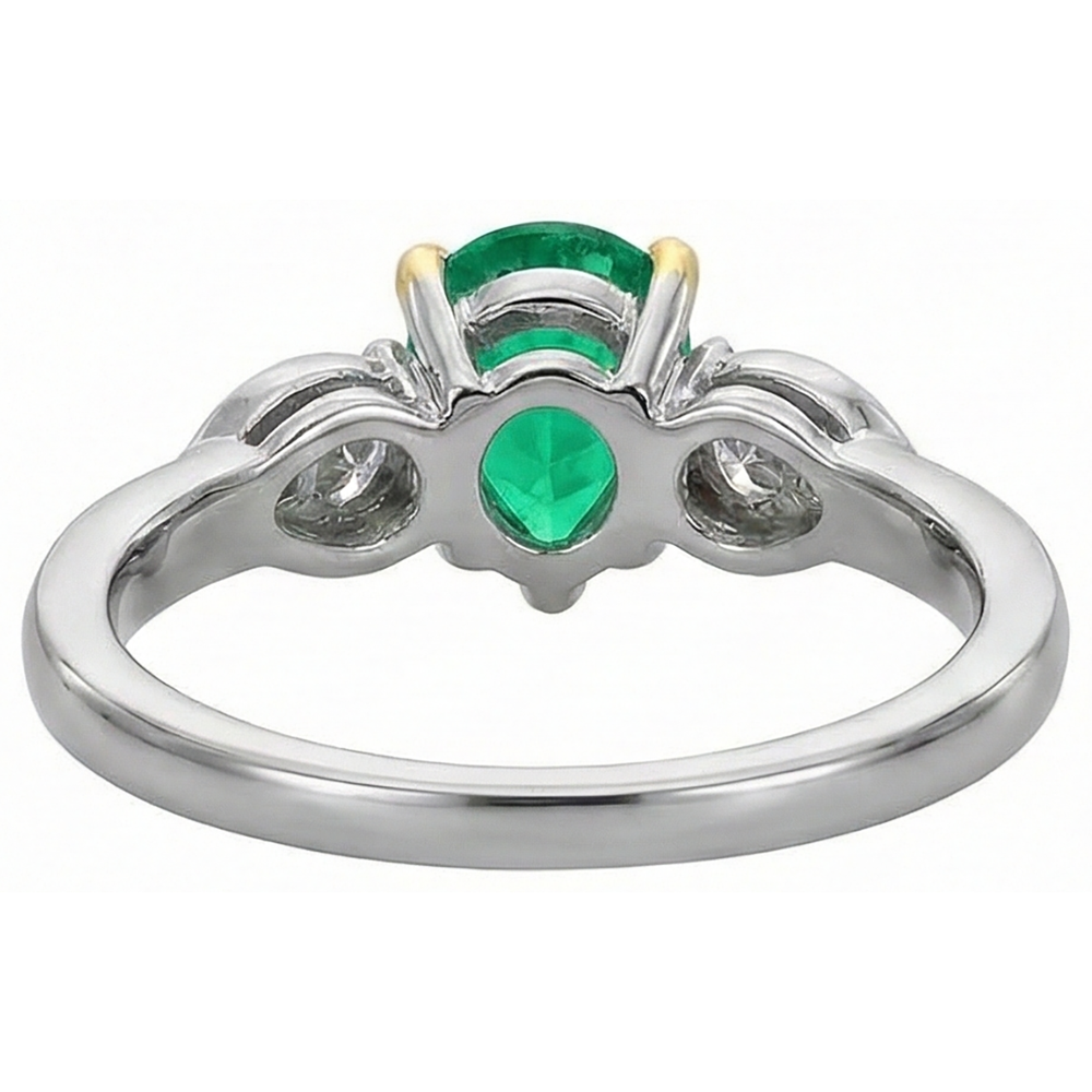 Natural Real ( Not Lab Grown ) Green Emerald GIA Ladies Ring Pear Cut Gemstone Prong Set