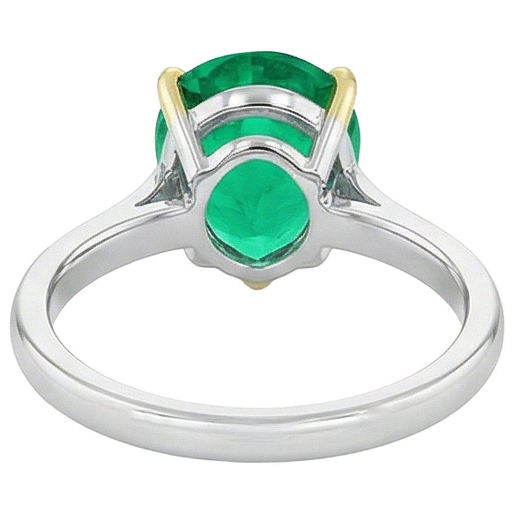 Natural Real ( Not Lab Grown ) Green Emerald GIA Pear Cut Ring