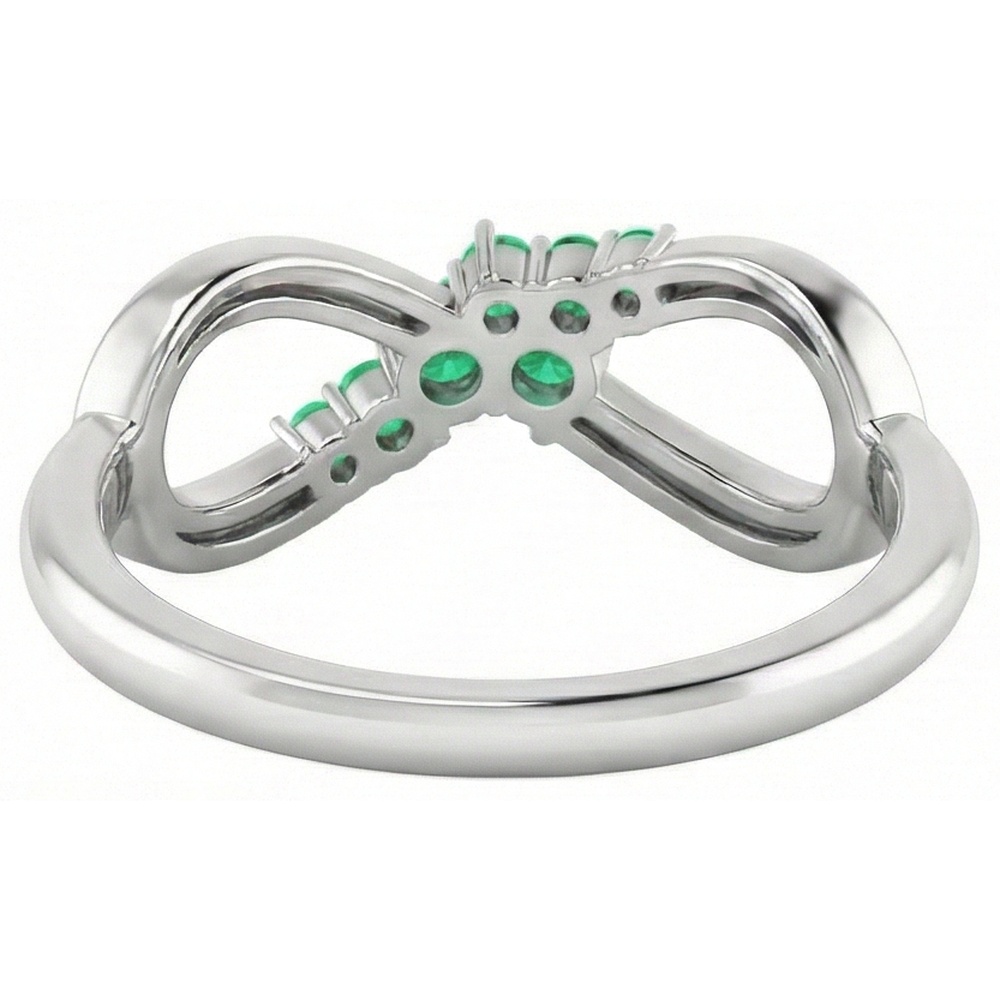 Natural Real ( Not Lab Grown ) Green Emerald GIA Ring Infinity Style 1 Carat White Gold 14K Jewelry