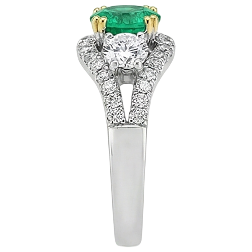 Natural Real ( Not Lab Grown ) Green Emerald GIA Ring Ladies Sparkling Diamond Jewelry