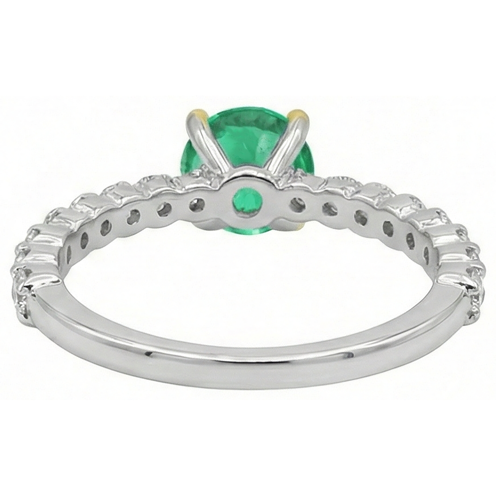 Natural Real ( Not Lab Grown ) Green Emerald GIA Round Diamond Ring Zambian Gemstone