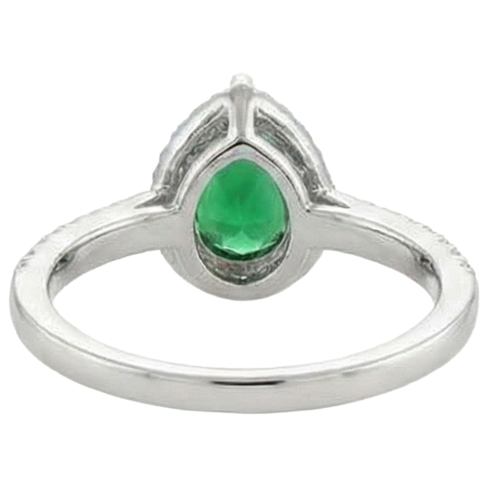 Green Emerald GIA With White Natural Earth Mined Diamonds 5.70 Ct. Ring 14K White Gold 14K