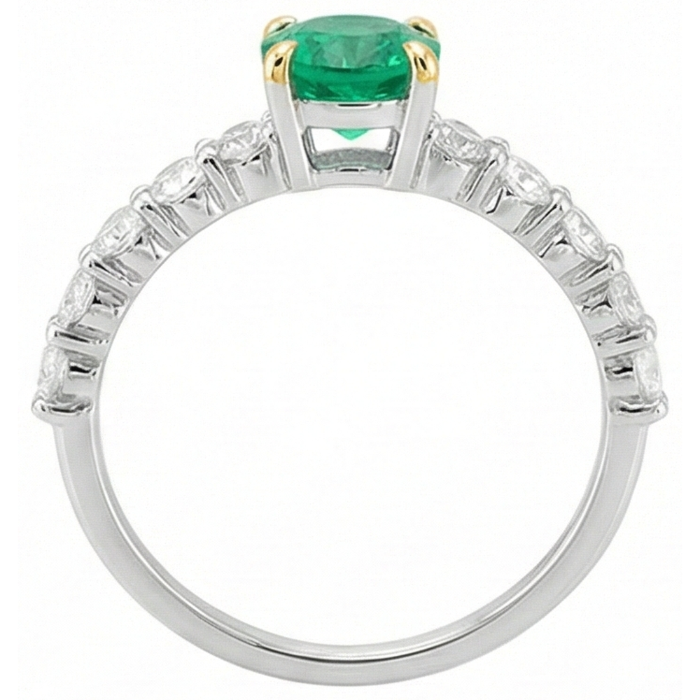 Natural Real ( Not Lab Grown ) Green Emerald GIA Womens Jewelry Round Diamond Ring