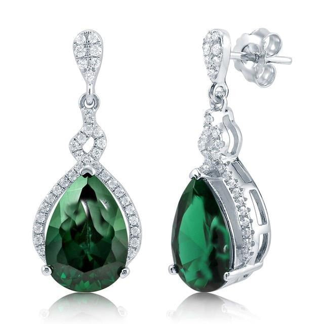 natural round emerald 6.70ct earring front view