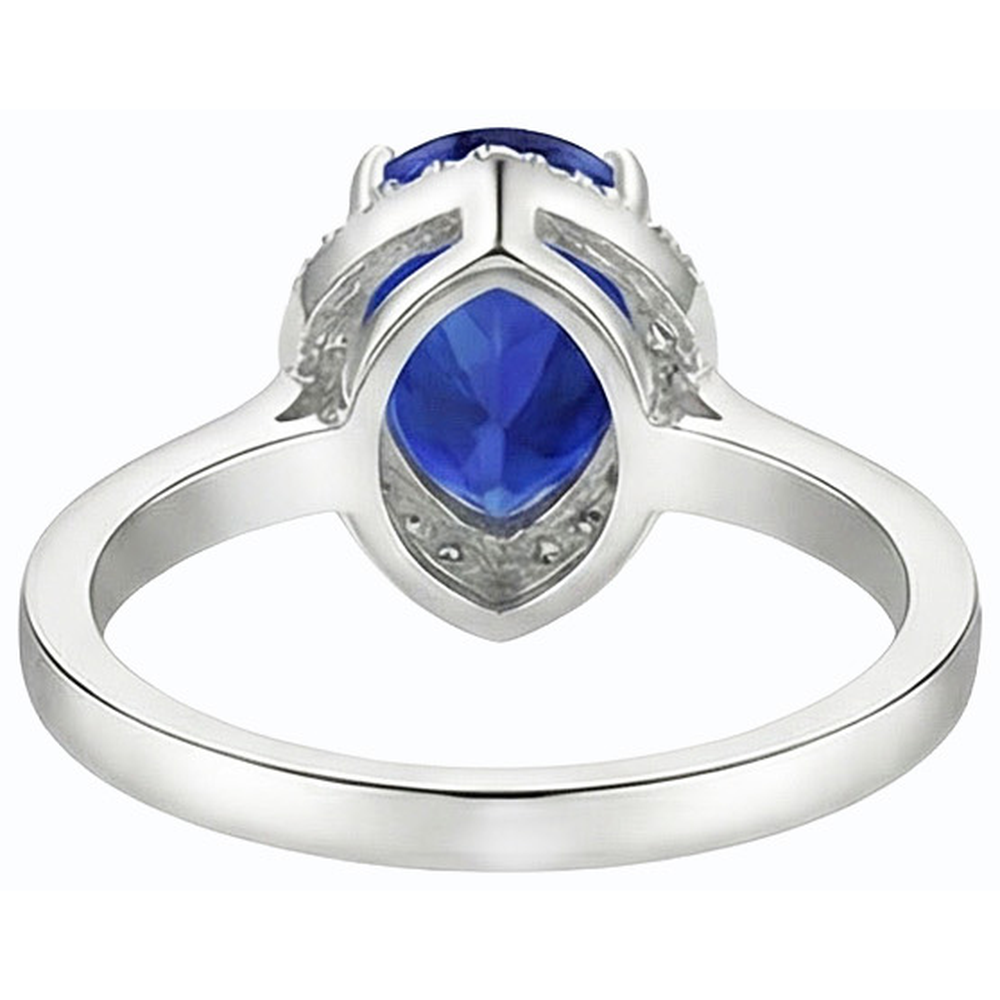 Halo Deep Blue Sapphire Ring White Gold & Natural Earth Mined Diamonds 3.50 Carats