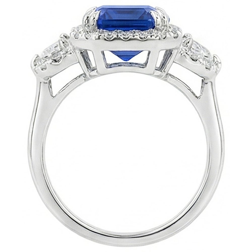 lab grown emerald sapphire 5ct ring on white background