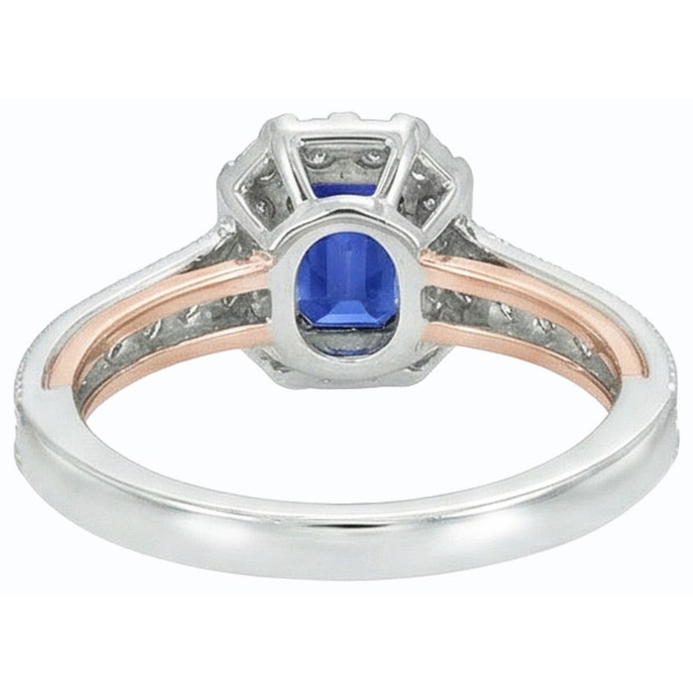 Halo Emerald Ceylon Sapphire Ring & Round Natural Earth Mined Diamond Accents 3.50 Carats
