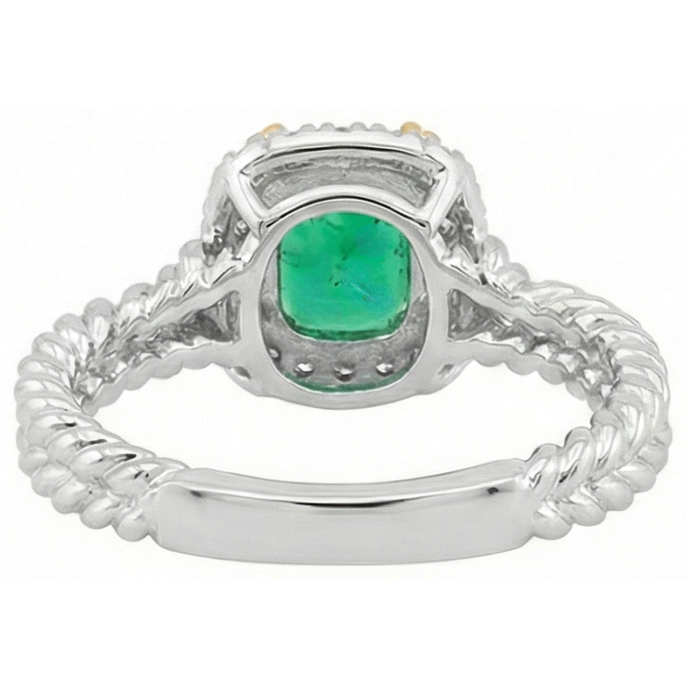 Natural Real ( Not Lab Grown ) Halo Green Emerald GIA Ring Unique Design Twisted Shank