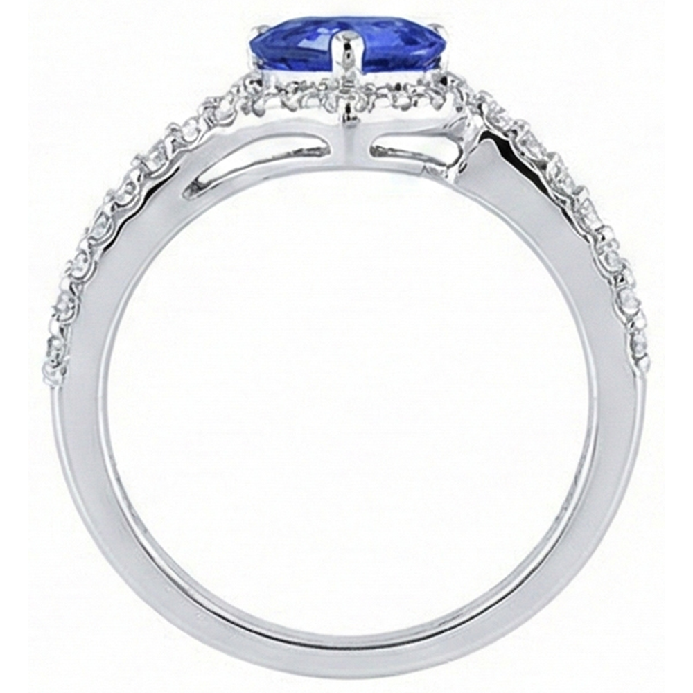 Halo Heart Light Blue Sapphire Ring Double Shank Natural Earth Mined Diamonds 4 Carats