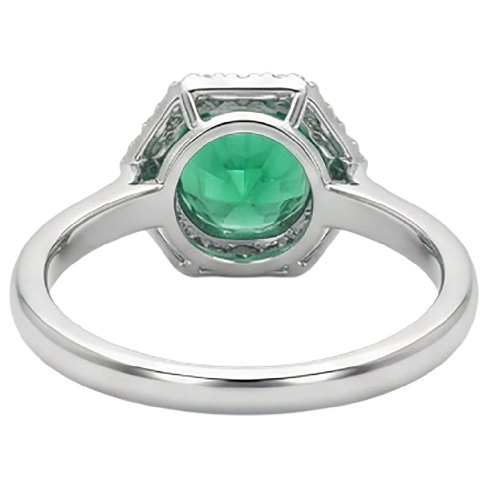Natural Real ( Not Lab Grown ) Halo Jewelry Zambian Green Emerald GIA Ring