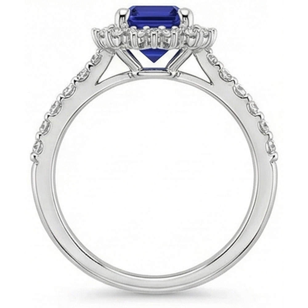 natural round sapphire 1.50ct ring three quarter angle