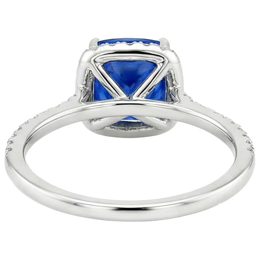 Halo Natural Earth Mined Diamond Ceylon Sapphire With Accents Ring 3.25 Carats Gold 14K