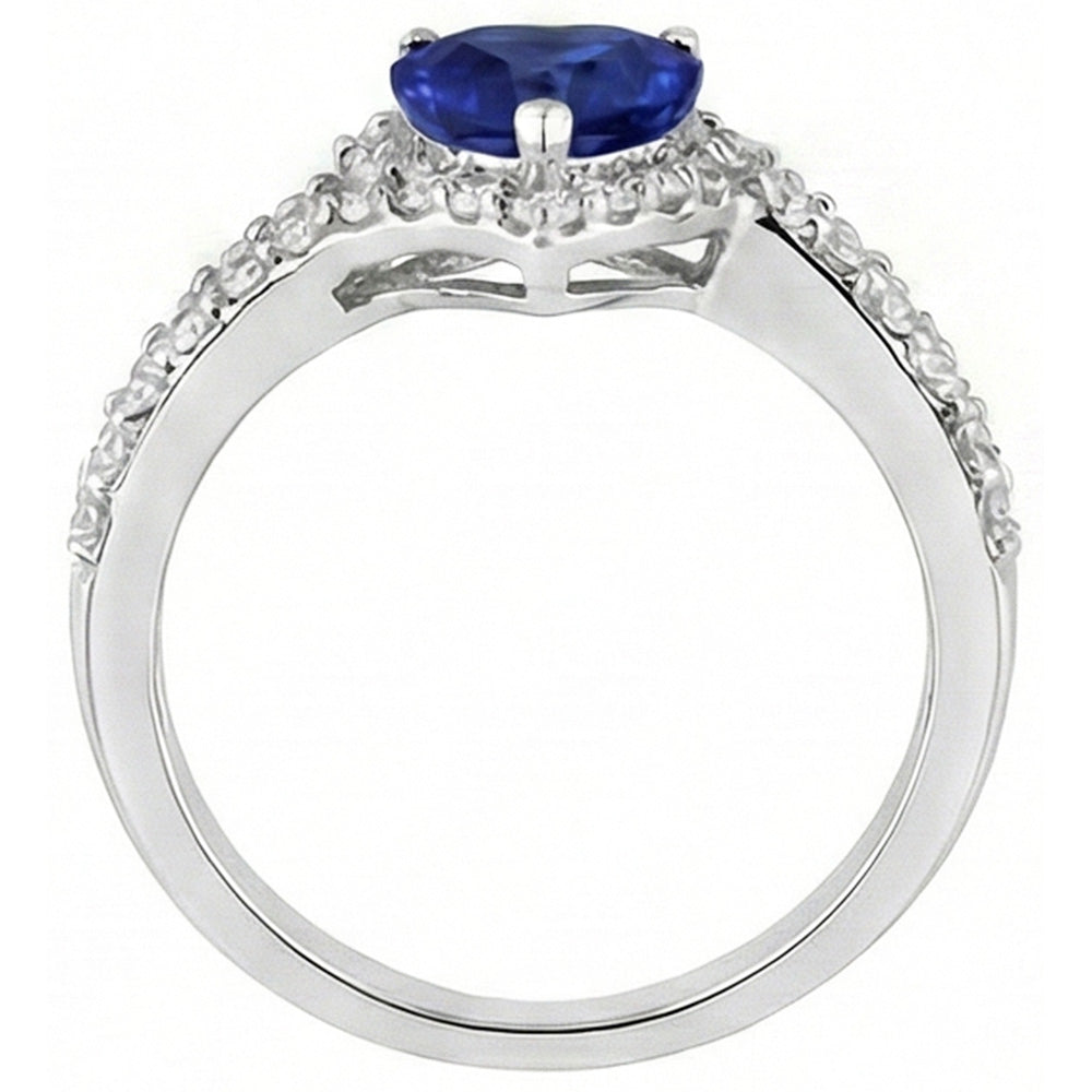 Halo Natural Earth Mined Diamond Ring 4.50 Carats Heart Blue Sapphire Double Shank