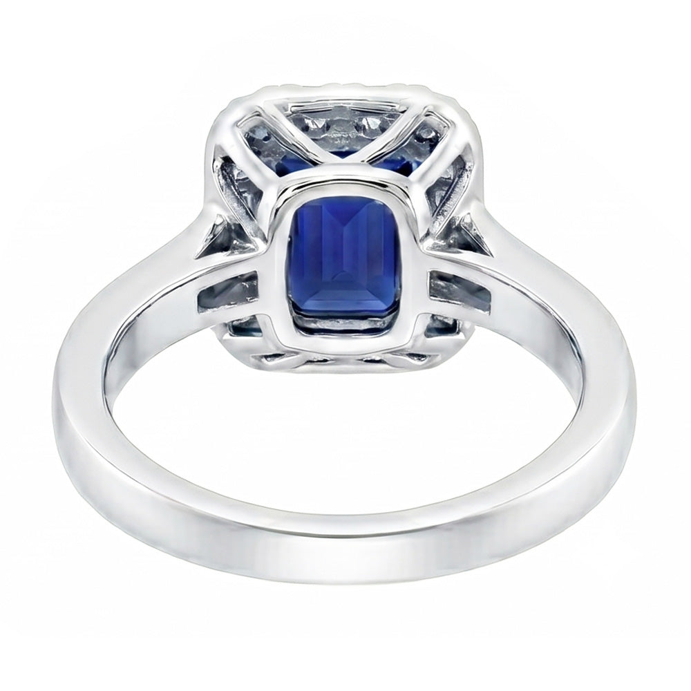 Halo Natural Earth Mined Diamond Ring Emerald Blue Sapphire Jewelry 3 Carats Channel Set
