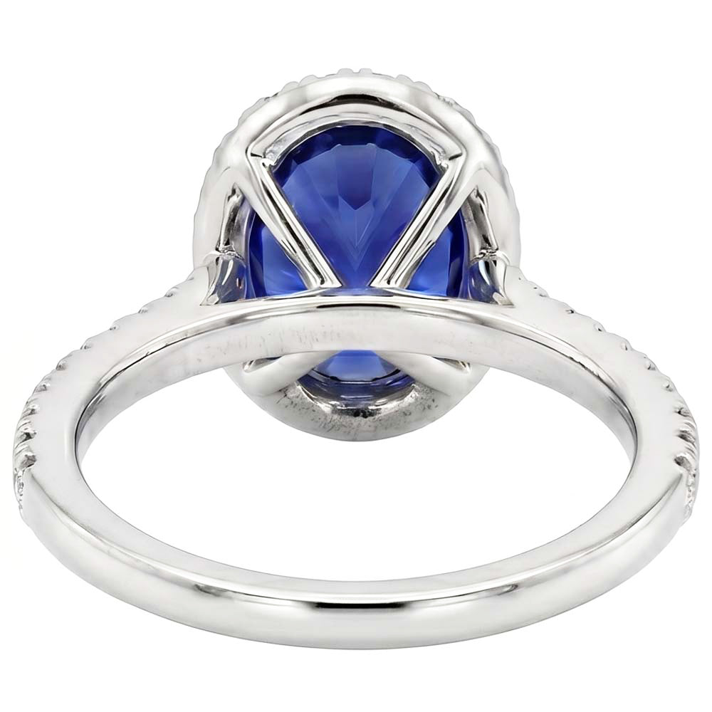 Halo Natural Earth Mined Diamond Ring Sapphire Jewelry