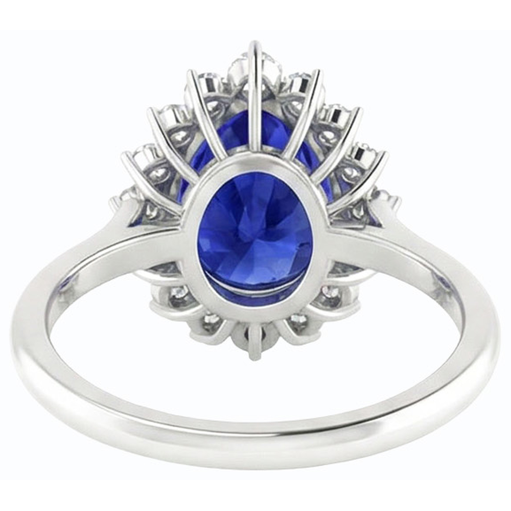 Halo Pear Blue Sapphire Ring Star Style Natural Earth Mined Diamond Jewelry 3.50 Carats
