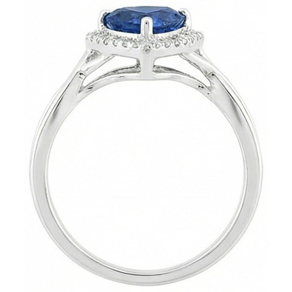 Halo Trillion Sapphire Ring Split Shank Natural Earth Mined Diamonds 2.50 Carats Gold 14K