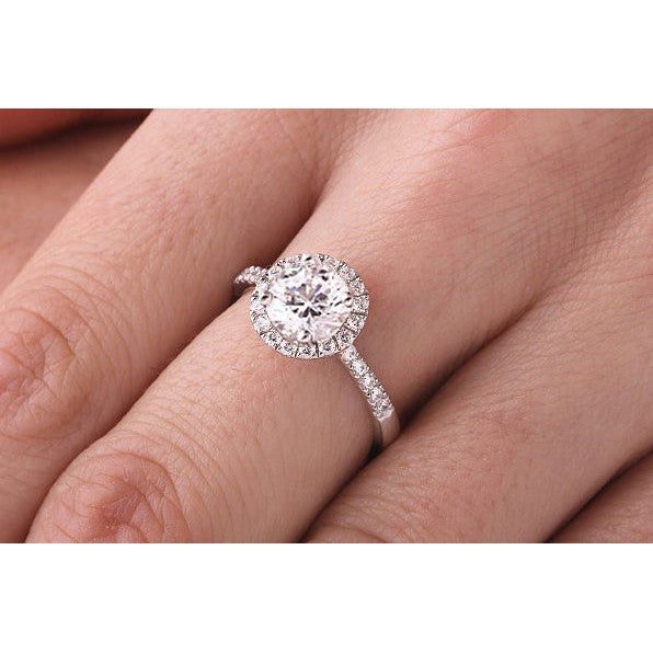 Halo Diamond Engagement Ring 5.10 Carats 14K White Gold