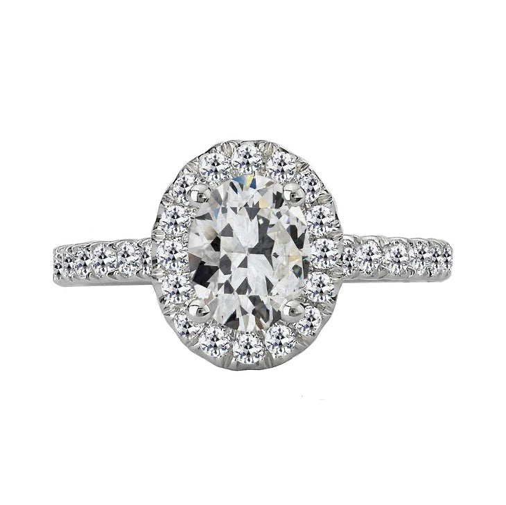 Halo Ring Round & Oval Old Miner Diamond 4.50 Carats Gold