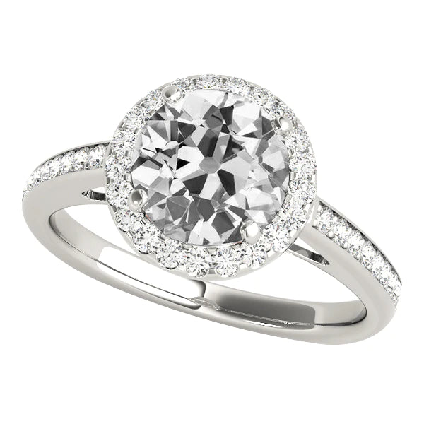 Halo Ring With Accents Old Cut Round Diamonds 4.75 Cts Ladies Jewelry
