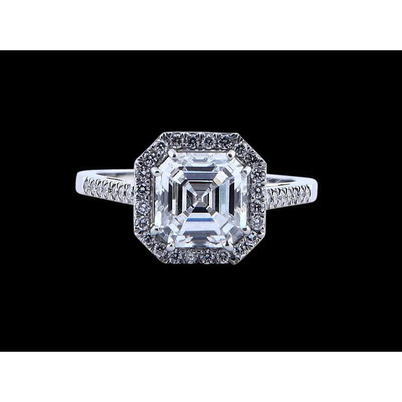 Halo Asscher Cut Lab Grown Diamond Ring