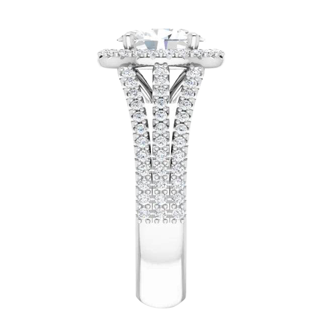 Halo Oval Old Cut Diamond Ring Prong Double Split Shank 8.75 Carats