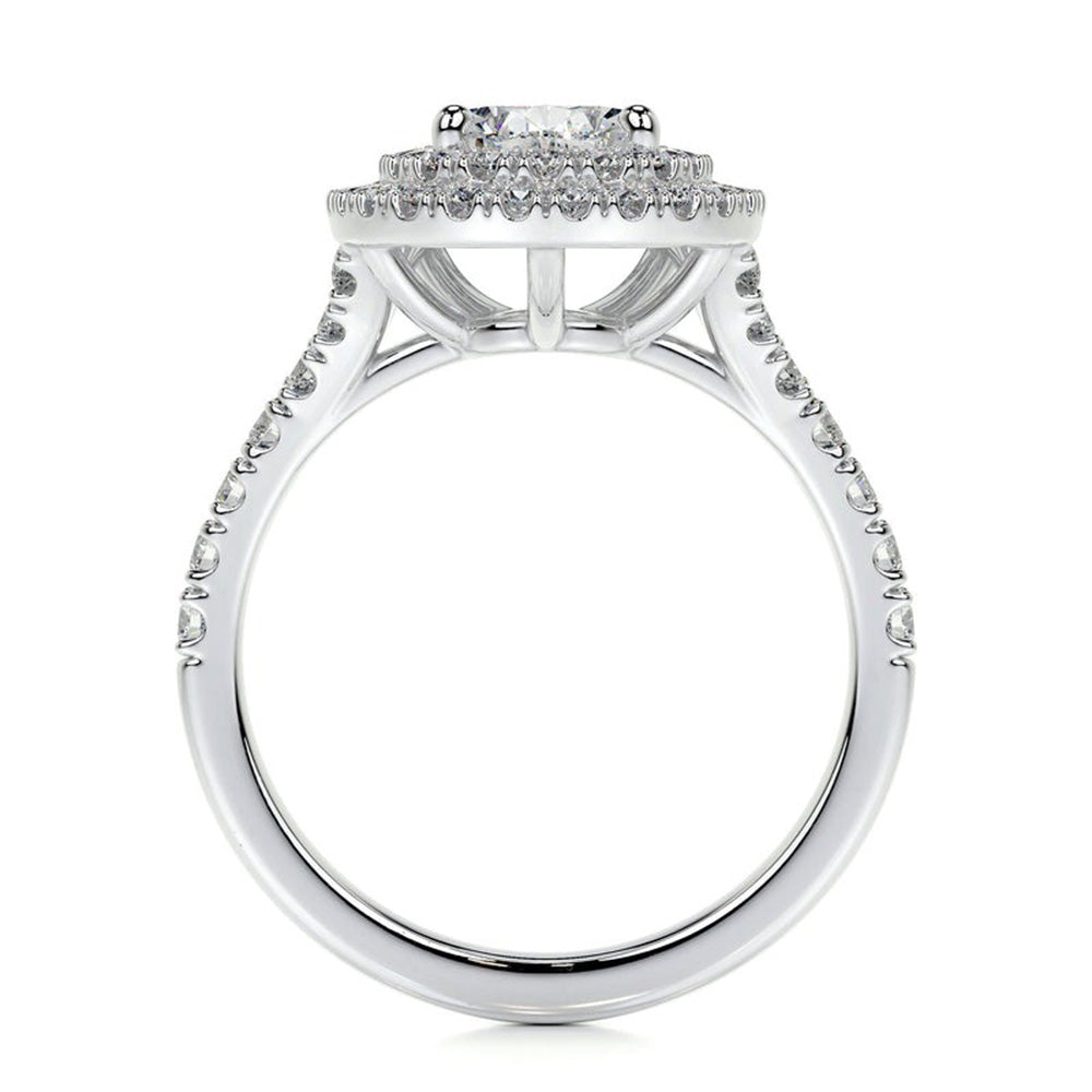 Halo Ring Round & Pear Old Miner Big Lab Grown Diamond Double Prong Set 12.50 Carats