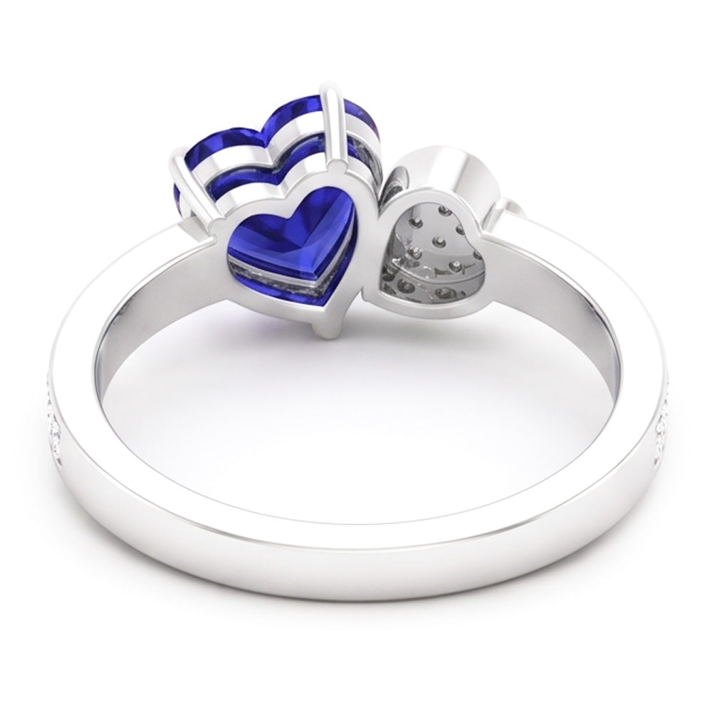 Heart Blue Sapphire Gemstone Ring 2.50 Carats Natural Earth Mined Diamonds White Gold