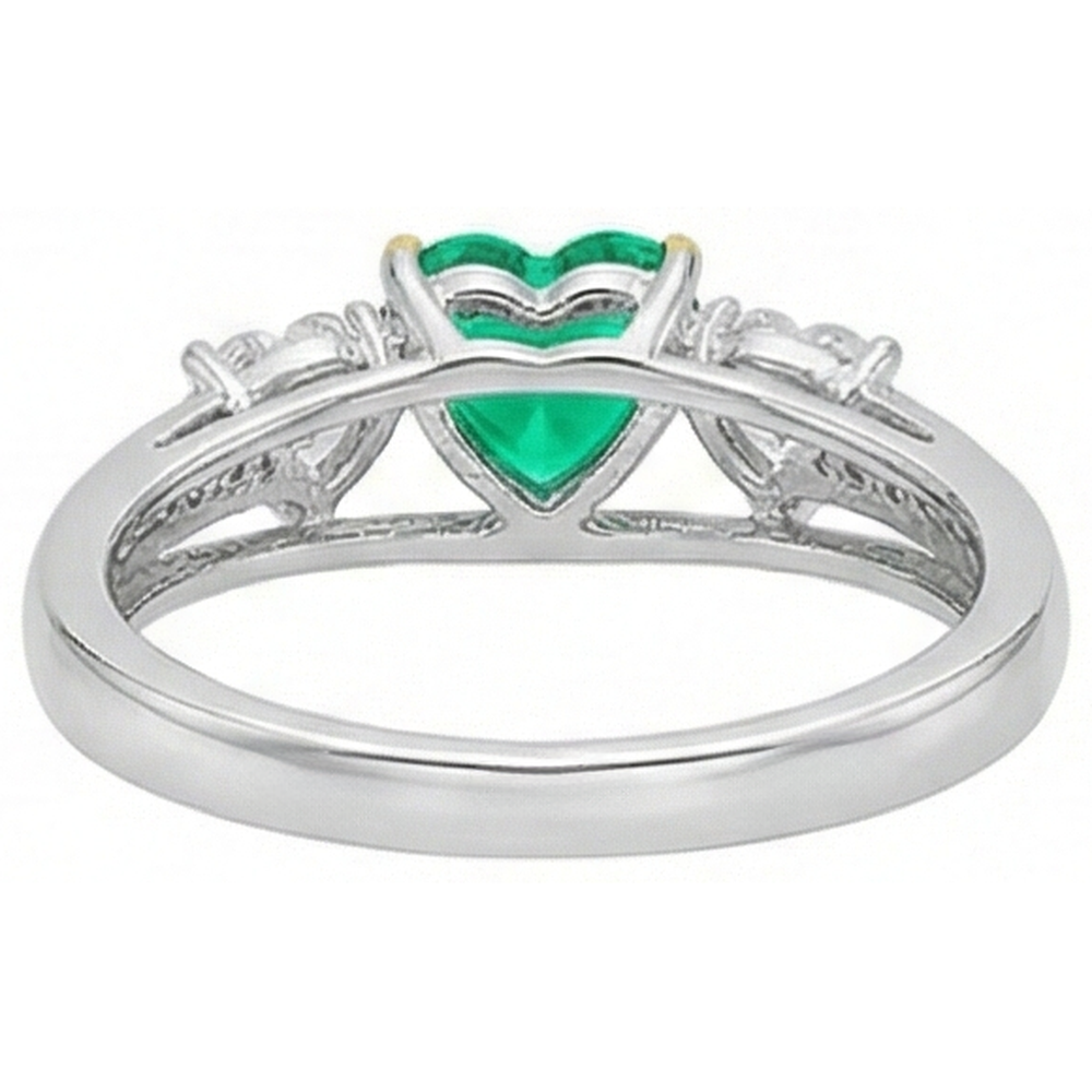 Natural Real ( Not Lab Grown ) Heart Diamond Green Emerald GIA Ring Ladies Jewelry