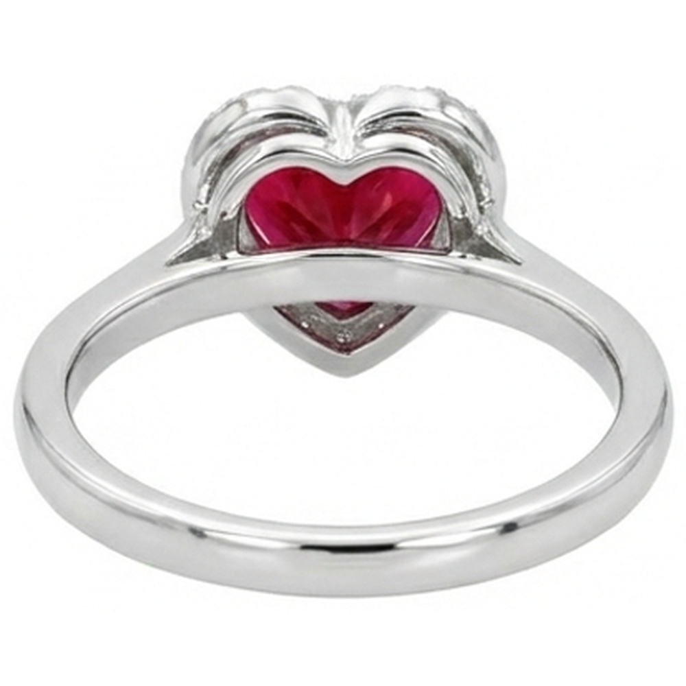 Heart Ruby And Natural Earth Mined Diamond Wedding Ring Jewelry 3.35 Carats