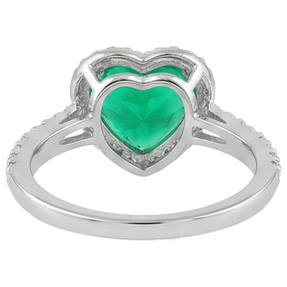 Natural Real ( Not Lab Grown ) Heart Shape Gemstone Ring Green Emerald GIA Jewelry For Love