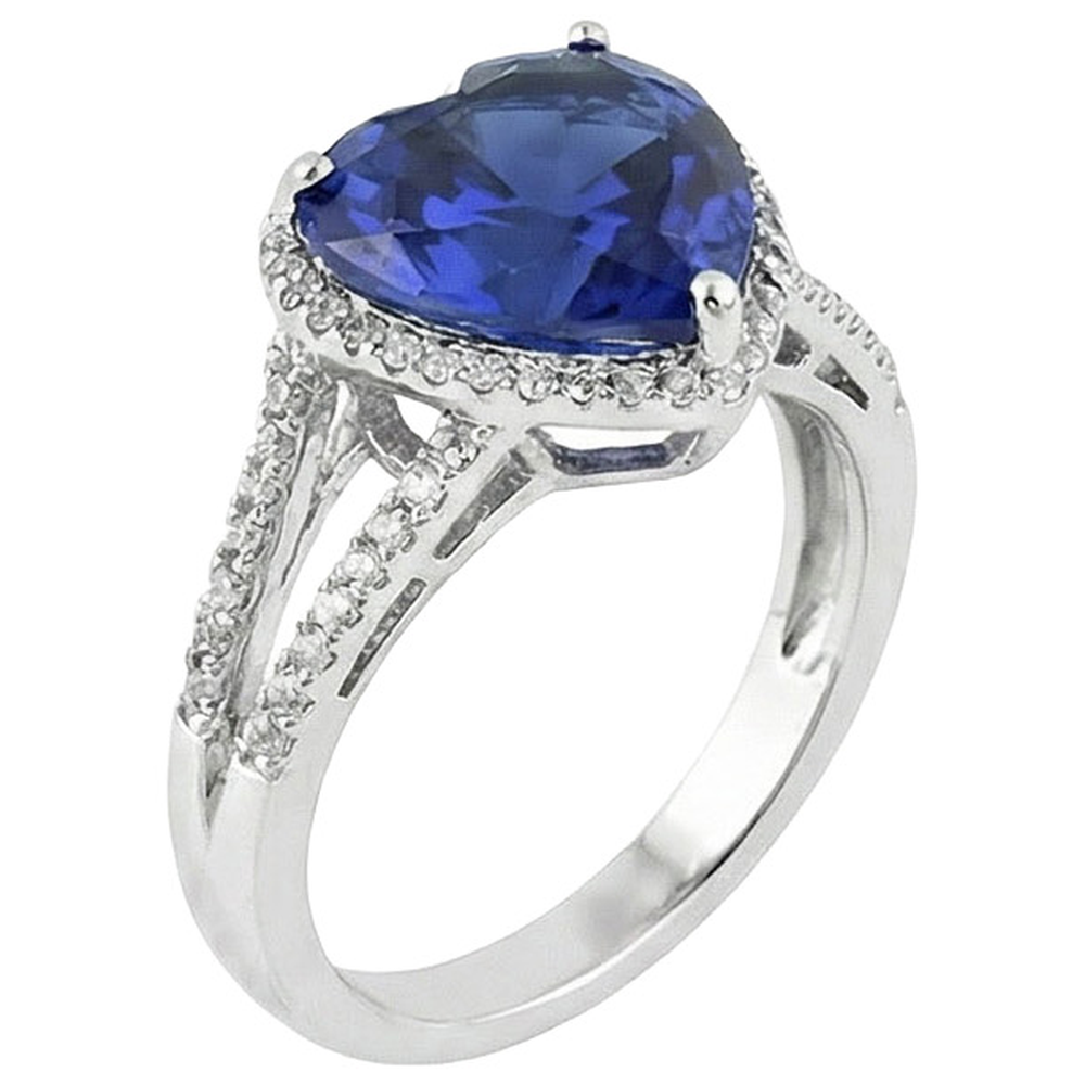Heart Sri Lanka Sapphire Natural Earth Mined Diamonds White Gold 14K Ring 9.50 Carat