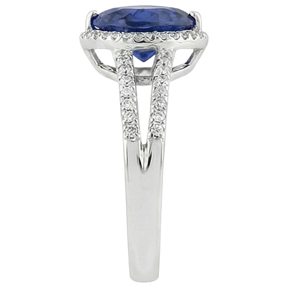 Heart Sri Lanka Sapphire Natural Earth Mined Diamonds White Gold 14K Ring 9.50 Carat