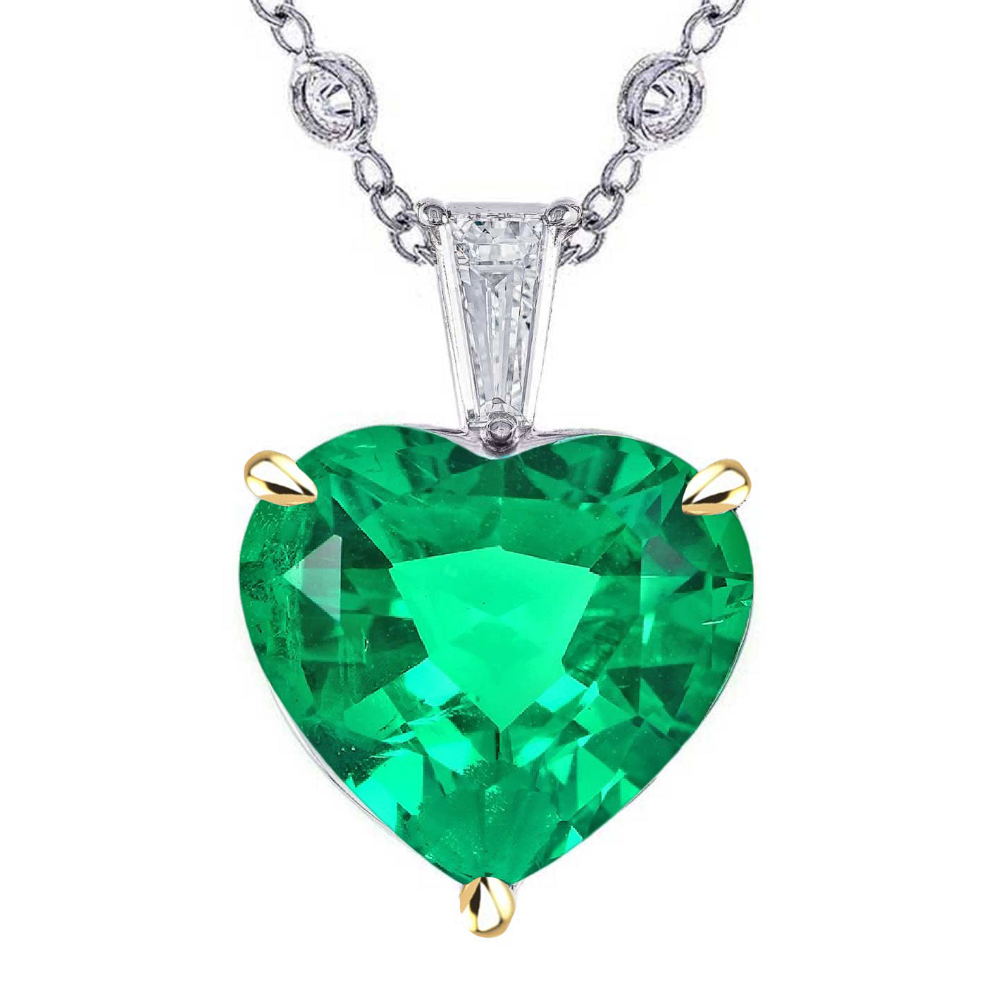 Heart Pendant Green Emerald Birthday Necklace for Her