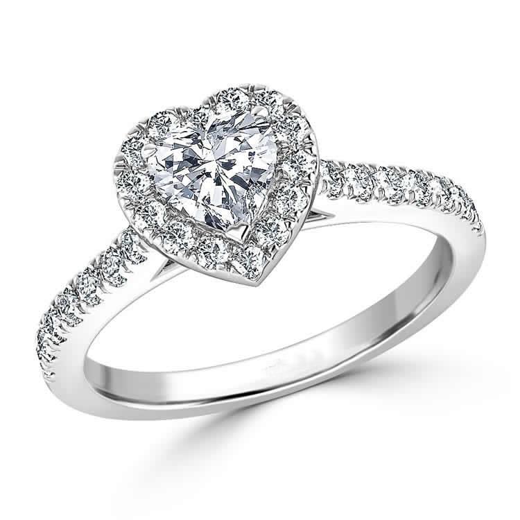 Heart Shaped Diamond Halo Ring