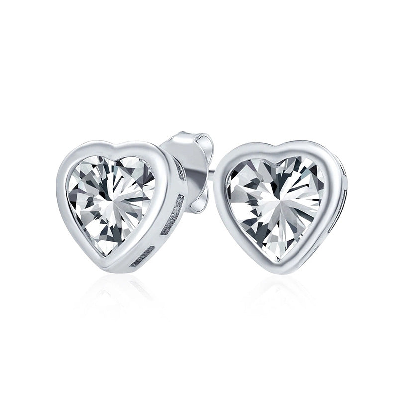 Heart Shape GIA Certified Lab Grown Diamond Studs Bezel Ladies Earrings 4 Carats