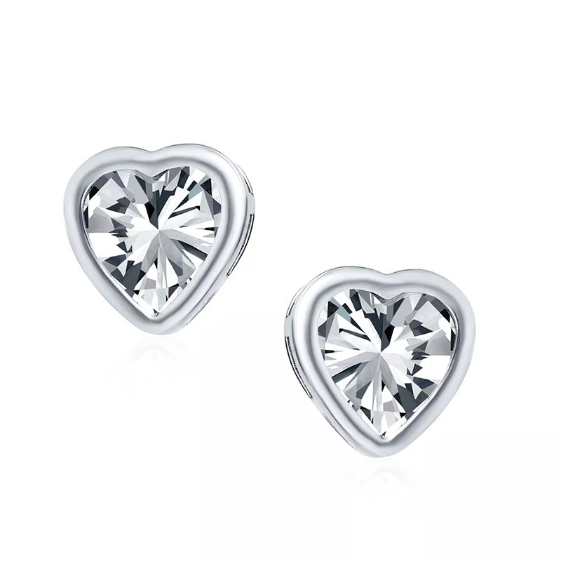 Heart Shape GIA Certified Lab Grown Diamond Studs Bezel Ladies Earrings 4 Carats