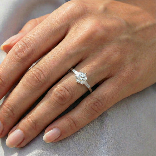 Hexagon Cut Natural Real Diamond ( Not Lab Grown ) Ring for Women