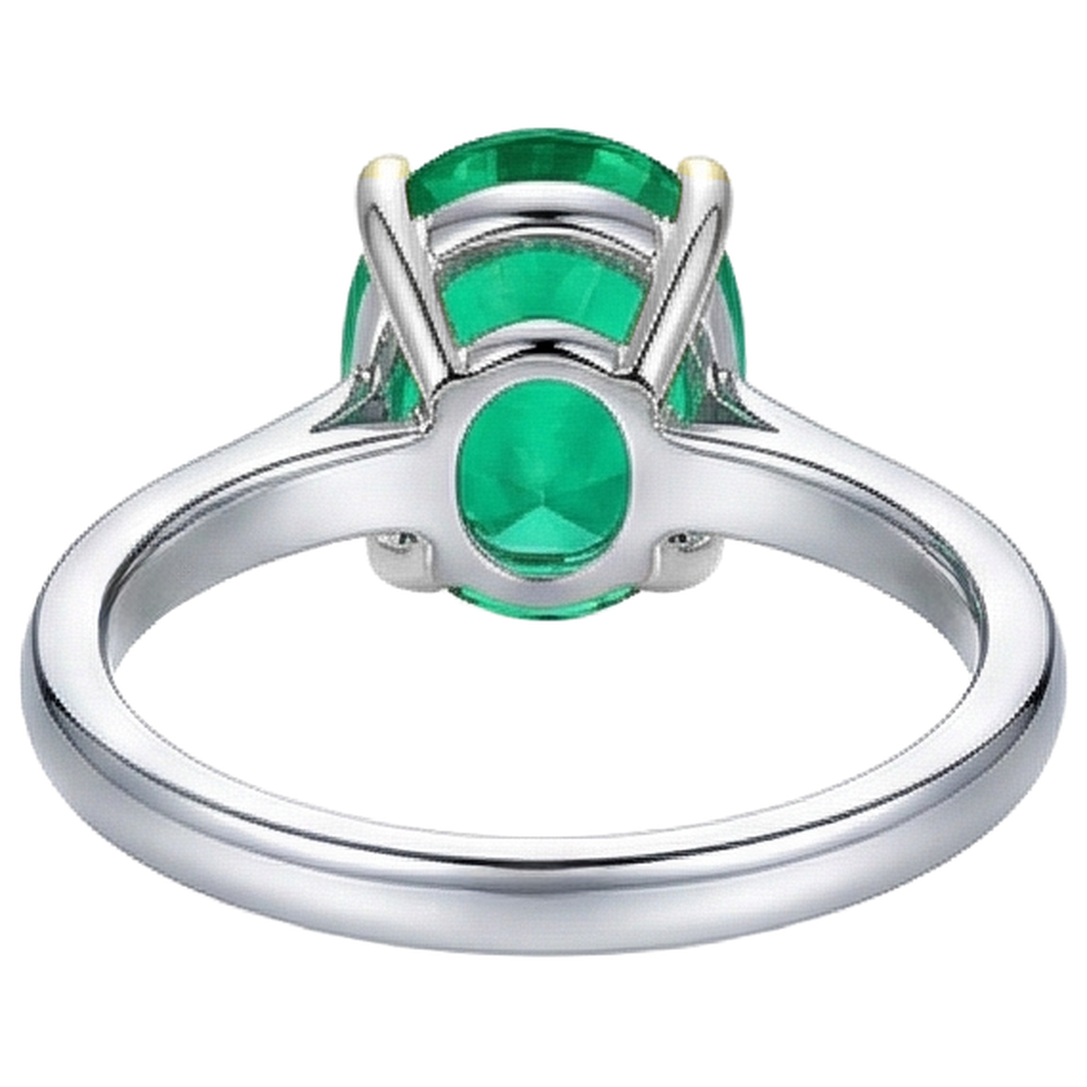 Natural Real ( Not Lab Grown ) Huge Oval Cut Green Emerald GIA Solitaire Ring