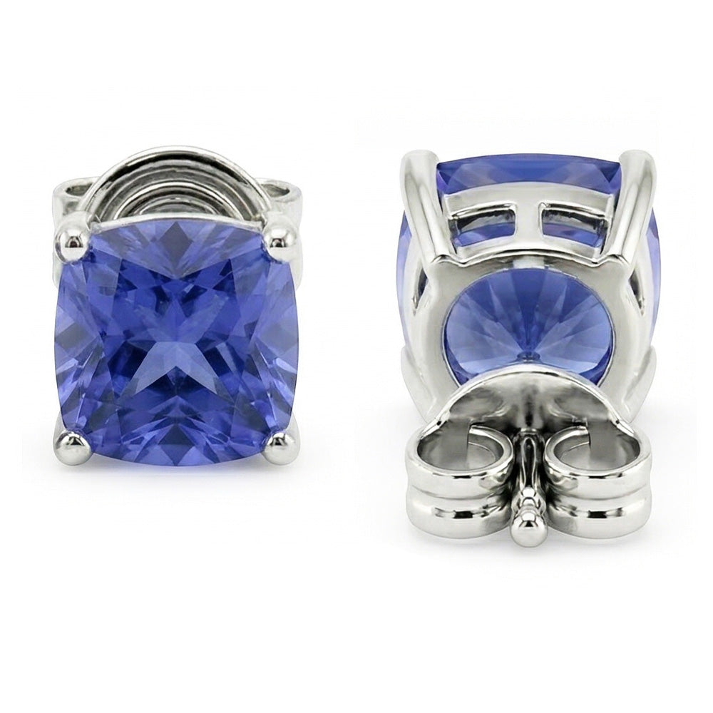 IGI CERTIFIED 8 Carat Princess Sri Lanka Color Sapphire Studs Earrings Women Jewelry