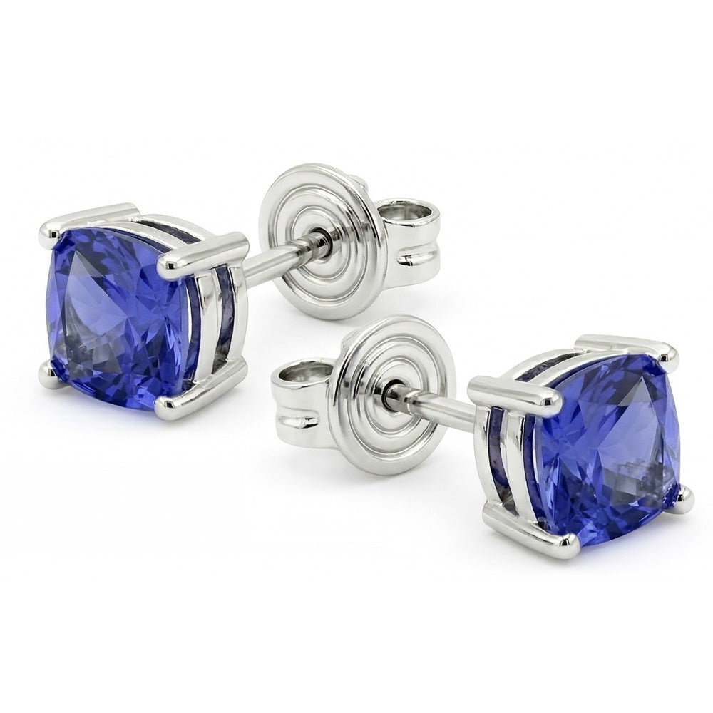 IGI CERTIFIED 8 Carat Princess Sri Lanka Color Sapphire Studs Earrings Women Jewelry