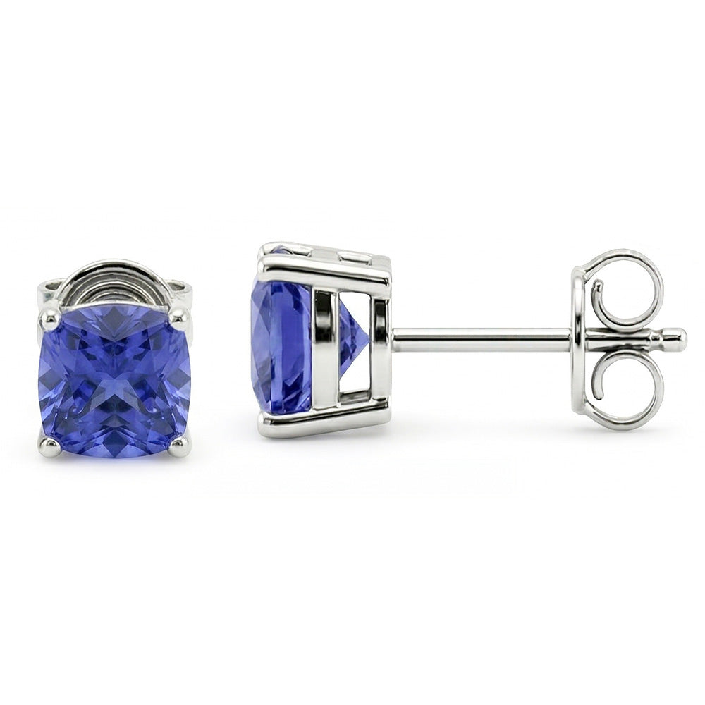 IGI CERTIFIED 8 Carat Princess Sri Lanka Color Sapphire Studs Earrings Women Jewelry