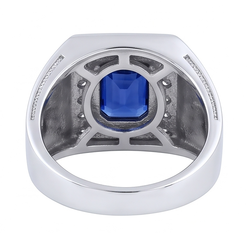 IGI CERTIFIED Gemstone Men's Ring Cushion Sapphire 2.50 Carats Antique Style