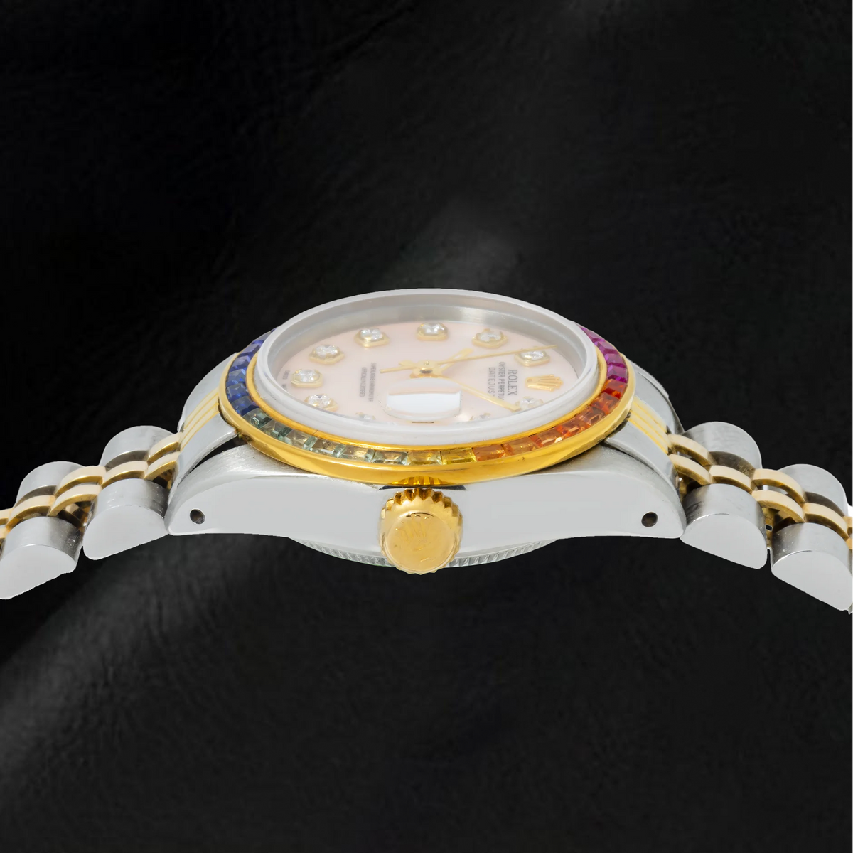 Rolex Datejust 6917 26mm Pink Mother of Pearl Diamond Dial Two Tone Jubilee Bracelet Watch