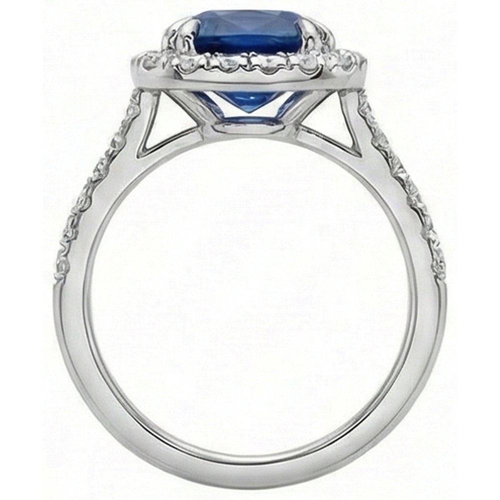 Natural Real ( Not Lab Grown ) Kashmir Sapphire Halo Ring Engagement