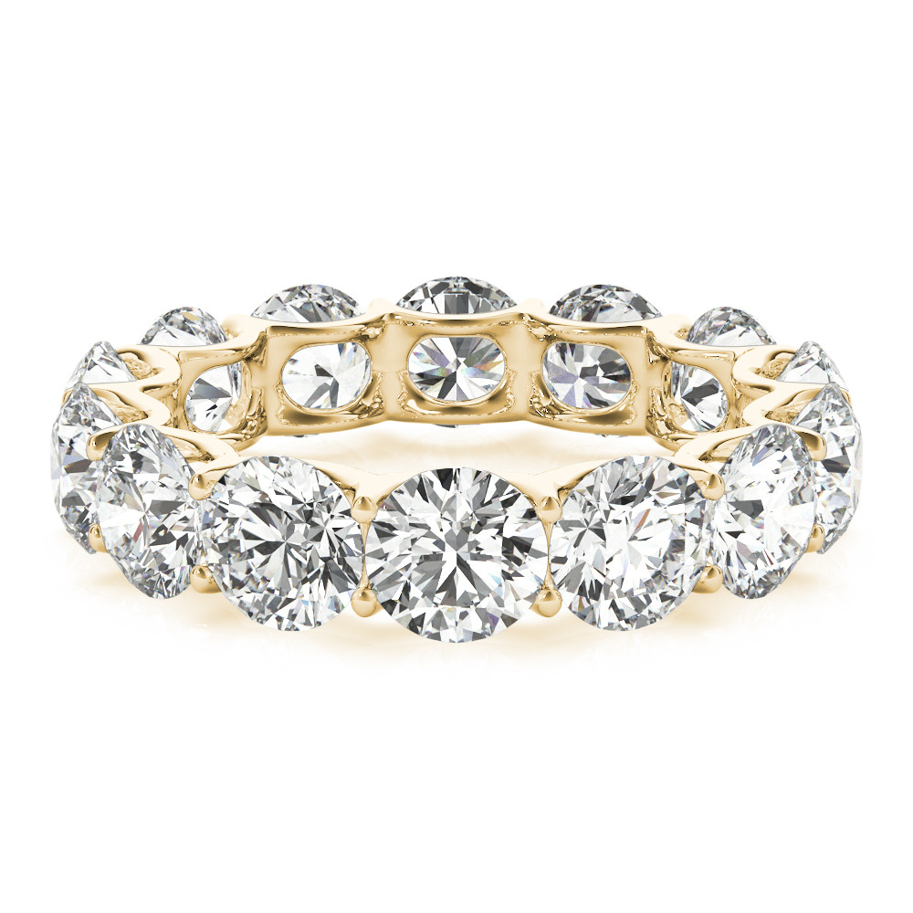 Lab Grown Diamond Band Eternity Round Cut Yellow Gold 5.60 Carat Prong Set